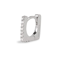 Monorecchino Square Mini White Dettaglio Argento925 Rodiato Zirconi Fofo Somani