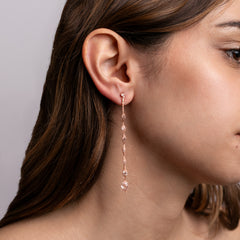 Orecchini Calza Lungo Modella argento 925 placcato oro rosa con zirconi sospesi Fofo Somani