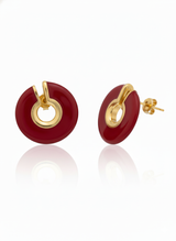 Orecchini Emily in argento 925 placcato oro 18k Smaltato Burgundy Fofo Somani