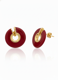 Orecchini Emily in argento 925 placcato oro 18k Smaltato Burgundy Fofo Somani