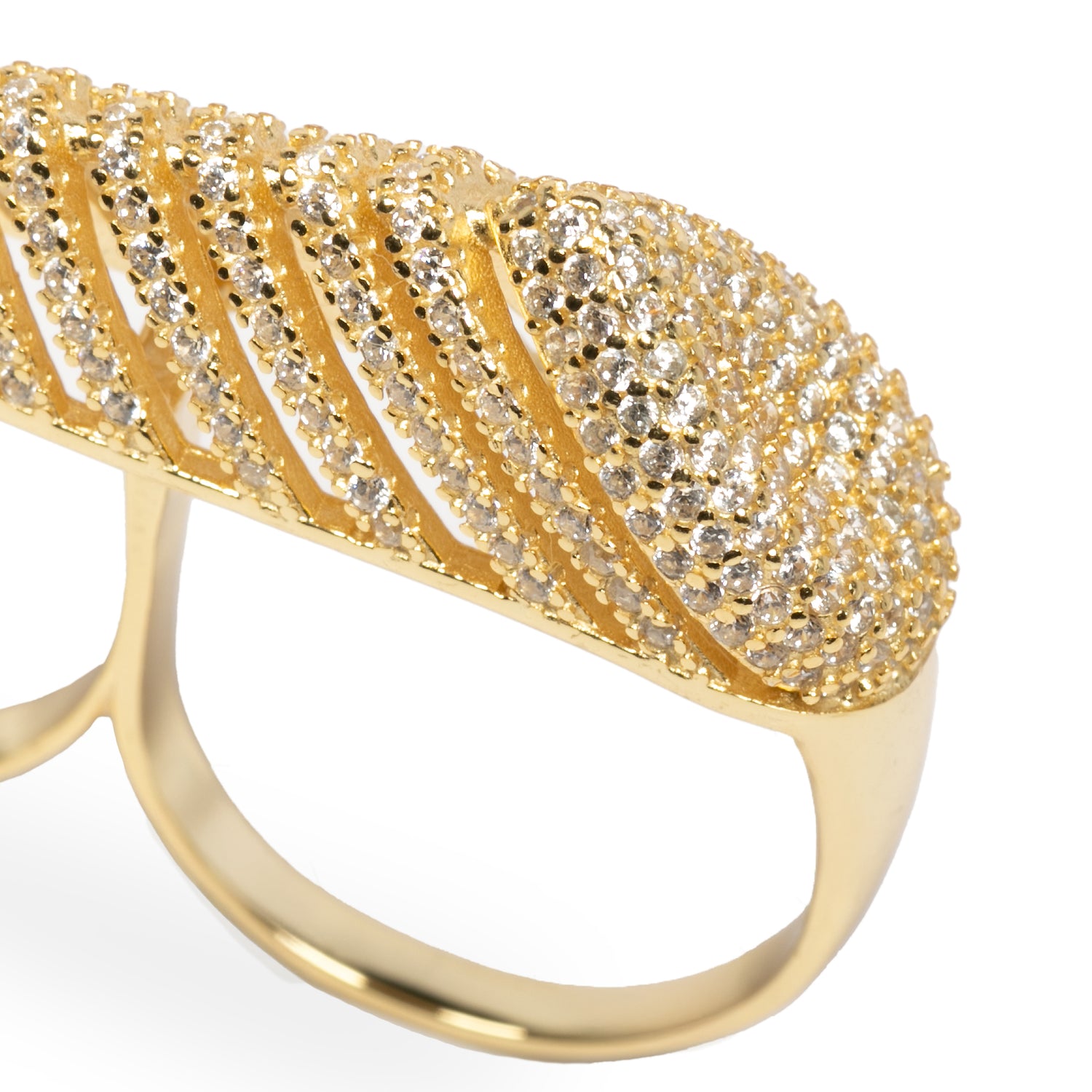 Trio Ring Big Anello Dettaglio Argento925 Placcato Oro18k Zirconi Fofo Somani