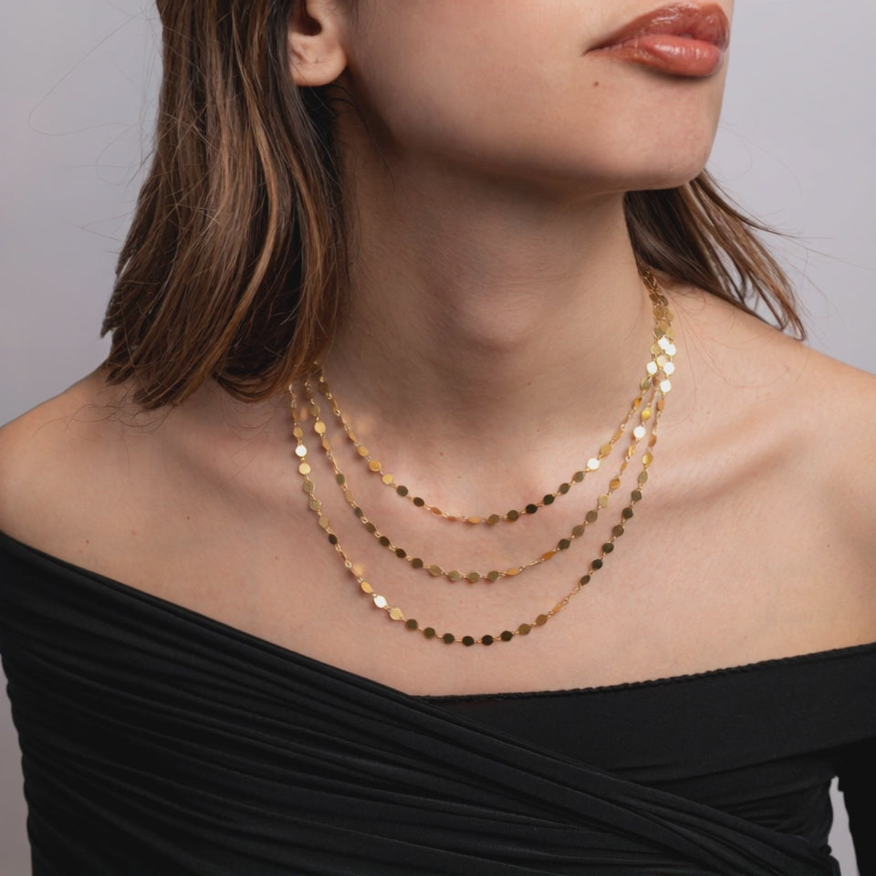 Collana Laser 3 Giri Corta Saldata Argento 925 e Oro 18k