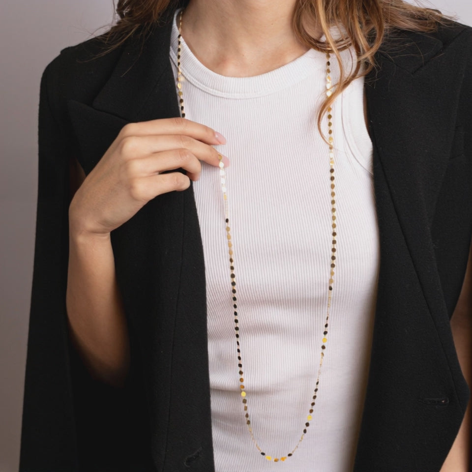 Collana Laser Lunga Argento 925 e Oro 18k